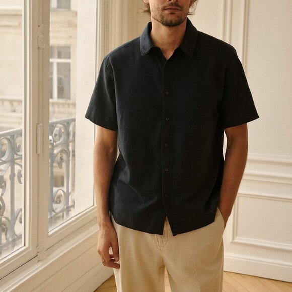 Untuckit Black Short Sleeve Button Front Top XXL - Picture 1 of 9